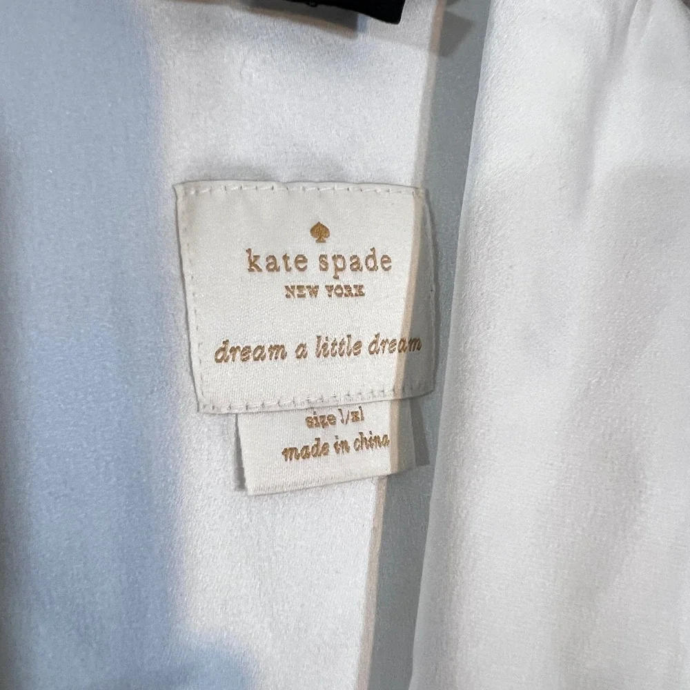 Kate Spade Mrs Robe Womens L/XL White Satin Bridal Wedding Loungewear